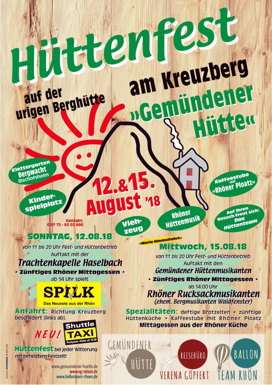 You are currently viewing Herzliche Einladung zu unserem Hüttenfest am 12. und 15. August 18
