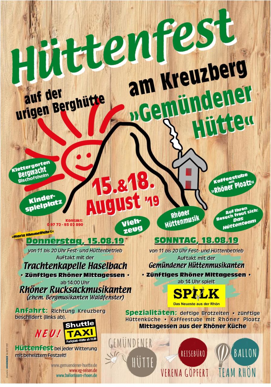 You are currently viewing Hüttenfest am 15. und 18.08.2019