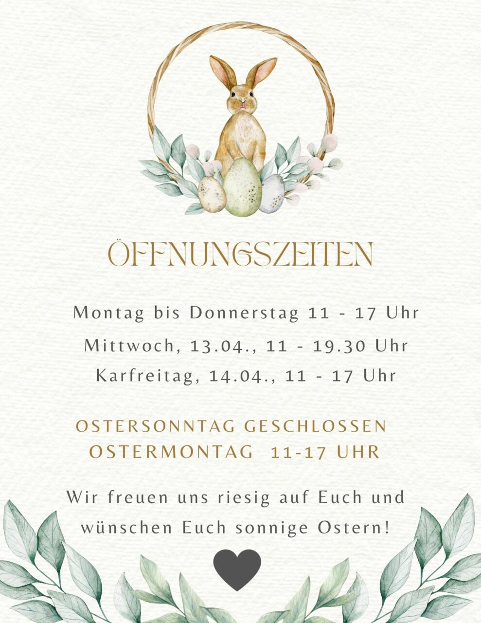 Read more about the article Unsere Öffnungszeiten über Ostern